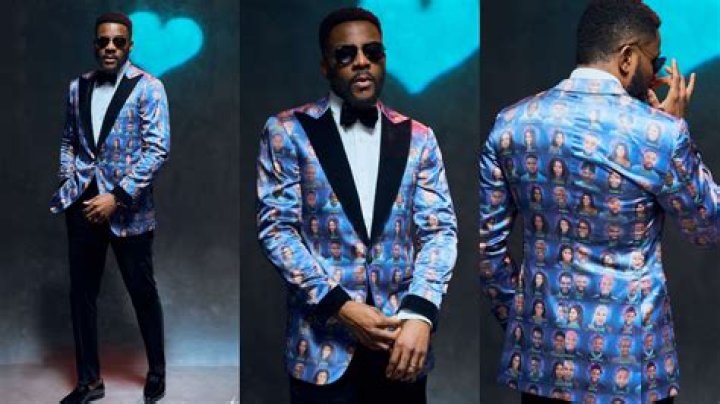 
Ebuka dazzles in suit with all ‘Level Up’ housemates’ faces on it 