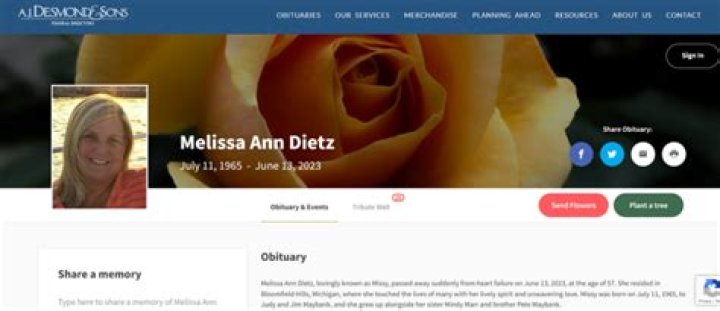 Kevin Dietz Wife: Melissa Dietz Obituary Death Cause And Illness